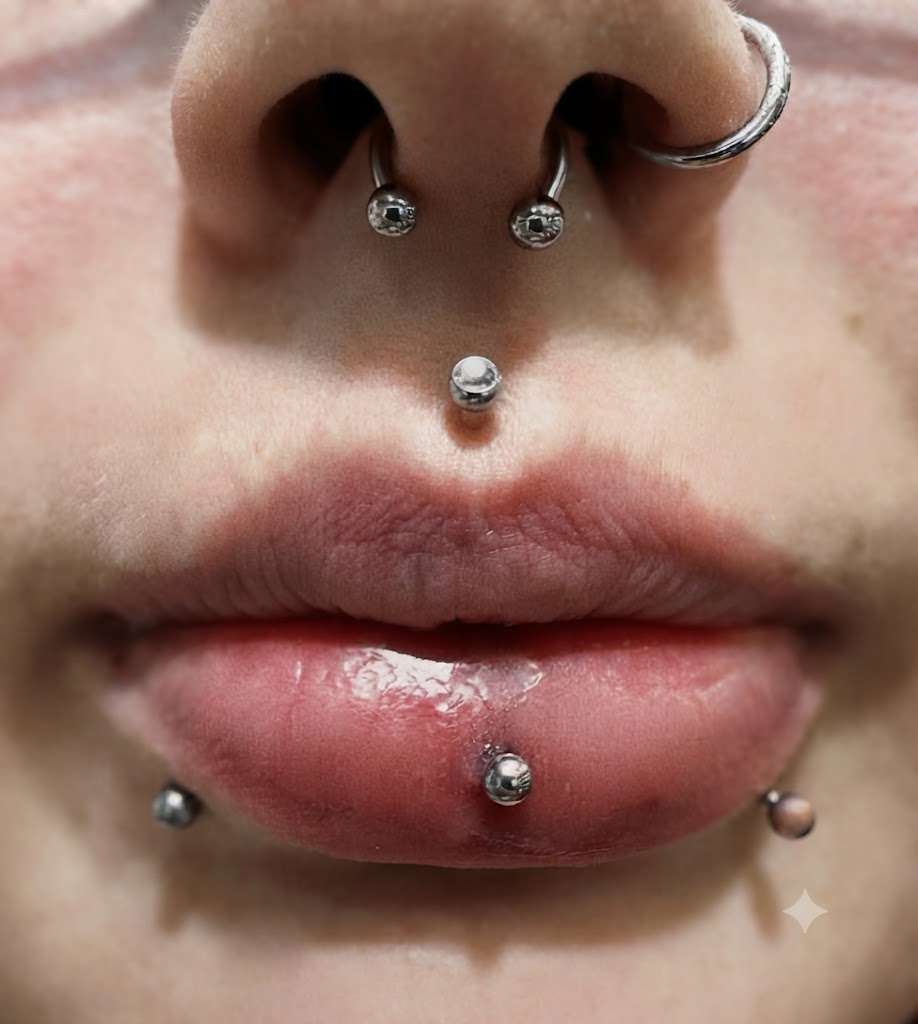 Inspiration mit Nasen- und Lippenpiercings